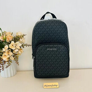 Michael Kors MK Cooper Logo Sling Pack Black Signature